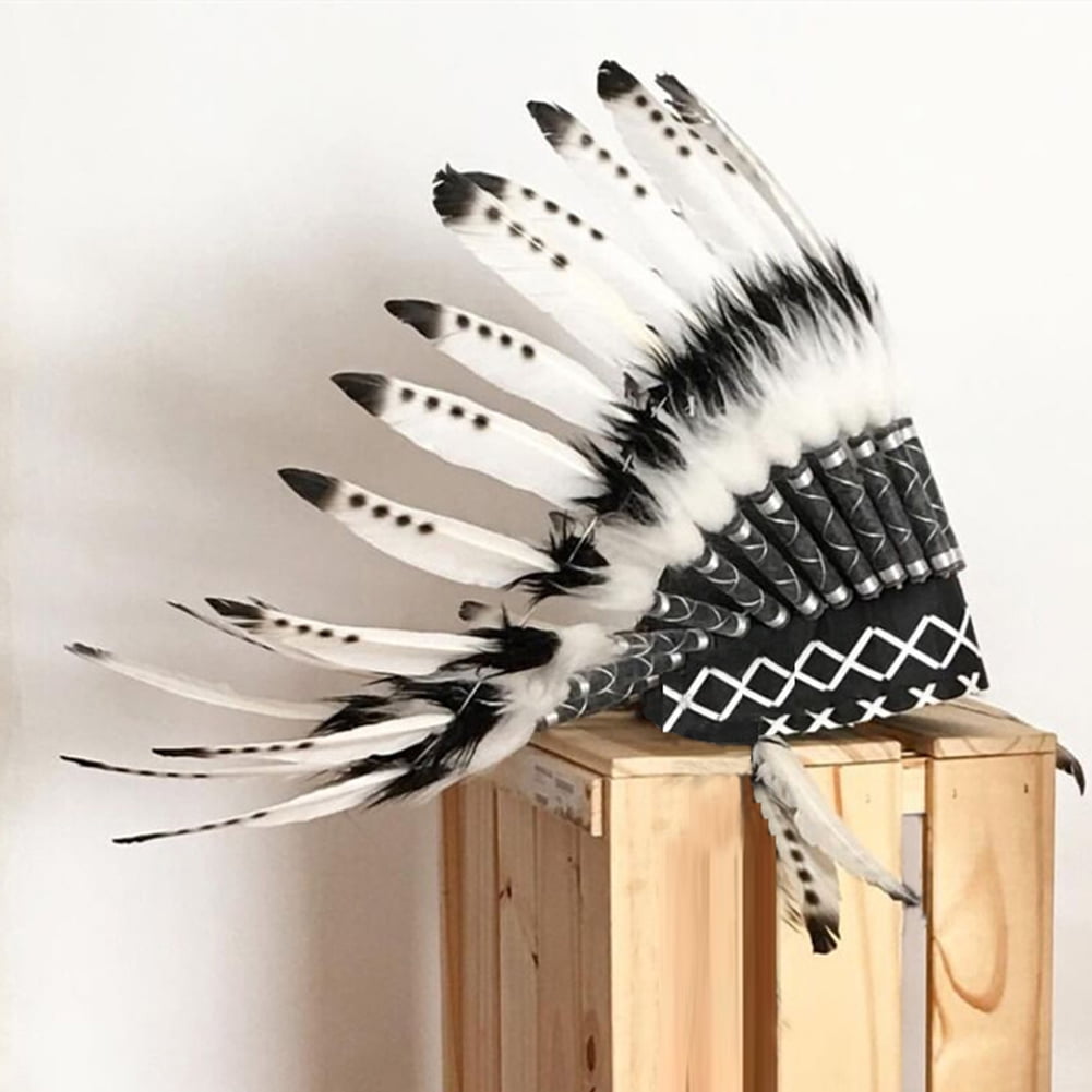 Indian Style Feather Headdress Hat American Costume Adult Photograph