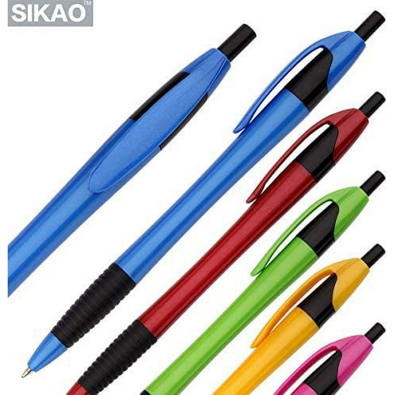 Sikao Pens Bulk Gripped Slimster Retractable Ballpoint Pen Medium Point Black Ink Smooth Writing Pens for Journaling No Bleed (60Pack)
