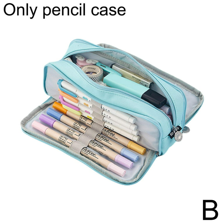 Large Pencil Case With 3 Compartments Makeup For Secondary School