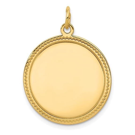 14K Gold Plain .013 Gauge Engravable Round Disc Charm