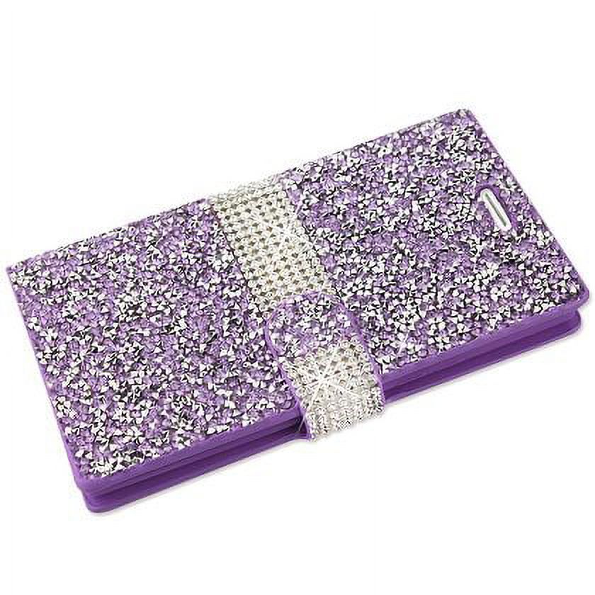 Reiko LG V10 Diamond Rhinestone Wallet Case in Purple - image 3 of 4