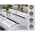 thumbnail image 6 of Ruvanti Placemats 100% Cotton 13x19 inch, Dining Table Placemats Set of 6, Modern Place Mats for Dining Table Décor, Kitchen & Table Linens, Coffee Mat for Christmas Dinners – Navy Stripe, 6 of 8