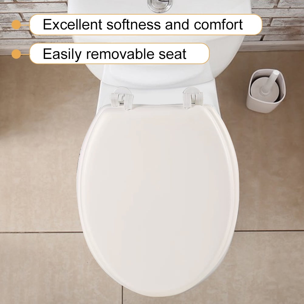 Soft Close Toilet Seat Round with Lid  White, Comfortable, Durable, Sturdy, Stain-Resistant and Easy to Clean,  Standard Toilets