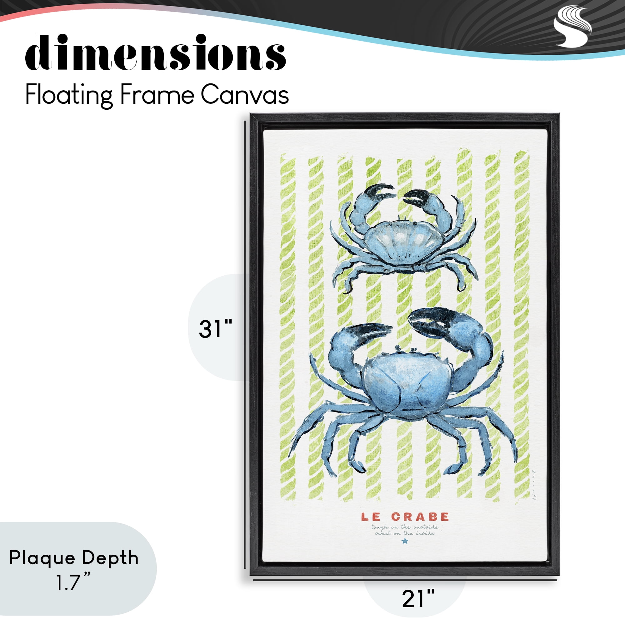 Stupell Industries Modern Bistro Crabs Black Framed Floater Canvas Wall Art, design by Chad Barrett