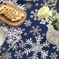 thumbnail image 4 of Christmas Tablecloth 60×60 Inch Round, Blue Snow Washable Table Cover for Party Picnic Dinner Decor, 4 of 6