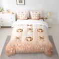 thumbnail image 2 of Manfei Princess Bowknot Bedding Comforter Set 7 Pieces for Girls, Orange Sequin Print Full Bedding Set, Fall Autumn Maple Leaf Reversible Fitted Sheet Flat Sheet,Super Cozy Room Decor, 2 of 7