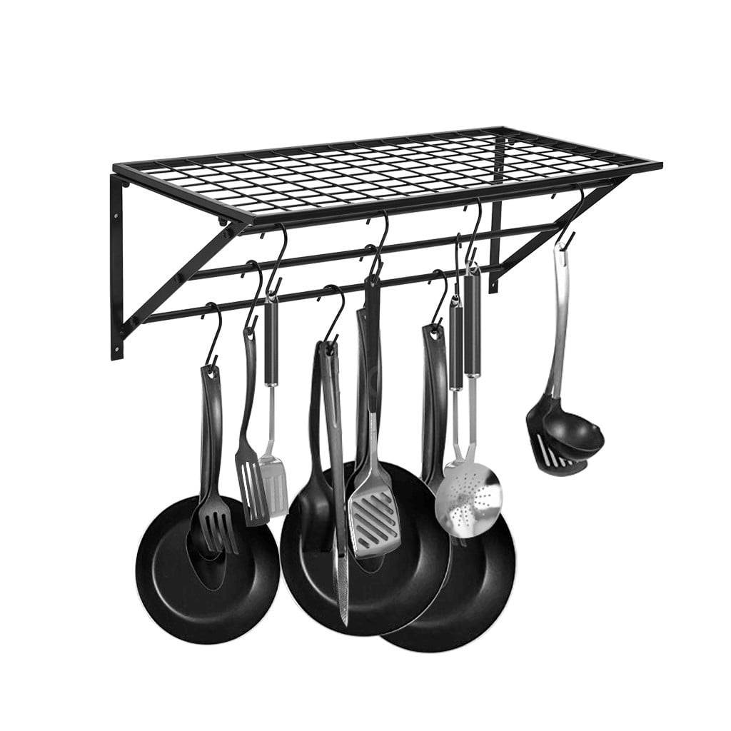snorda Kitchen Shelf Folding Kitchen Wall Hanging Pot Rack With 10