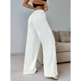 thumbnail image 5 of Women'S Drawstring Waist Straight Streetwear Wide Leg Sweatpants Casual Loose Baggy Long Summer Pants White XS, 5 of 7