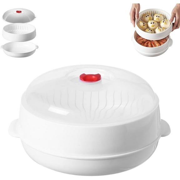 2025 Upgraded Microwave Oven Steamer, Multifunctional Microwave Oven Steamer Rack with Lid and Tray for Vegetables, Potatoes, and Fish, Everyday Cookware, Microwave Dish.