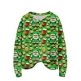 thumbnail image 2 of Women's Christmas Print Cardigan Long Sleeve Round Neck Knit Sweater for Fall and Winter, Cozy and Festive Holiday Top, Ideal as Christmas Sweaters for Women and Christmas Gifts,Green,Size L, 2 of 7