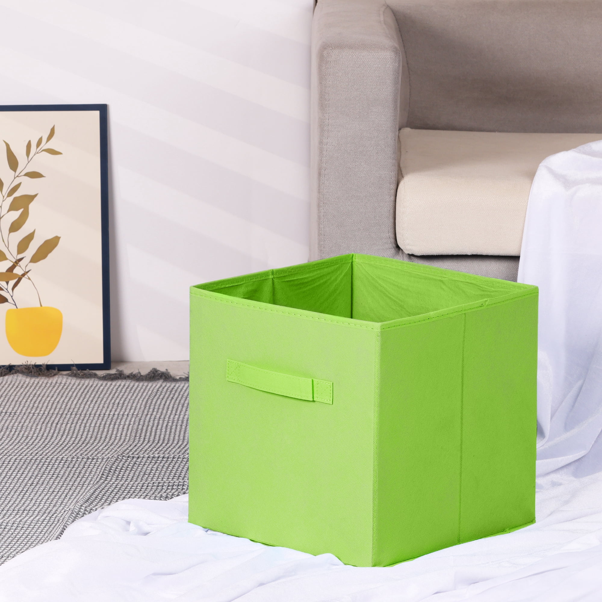 Unique Bargains Fabric Storage Cube Storage Bin Green 12.2*12.2*12.2in