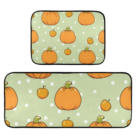 

Pumpkins Oranges Dots Rug Carpets Floor Mats Non-slip Water Absorption Set of 2 for Kitchen Bathroom Laundry