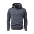 thumbnail image 5 of ZUKMRJPC Mens Zip Up Hoodie Solid Color Lightweight Casual Fleece Lined Hooded Sweatshirt Fall Winter Warm Basic Outwear with Pockets, 5 of 8
