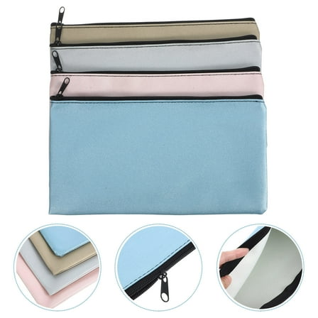 Soimiss 4Pcs PU Money Bags with Zipper for Cash Check Receipt Storage