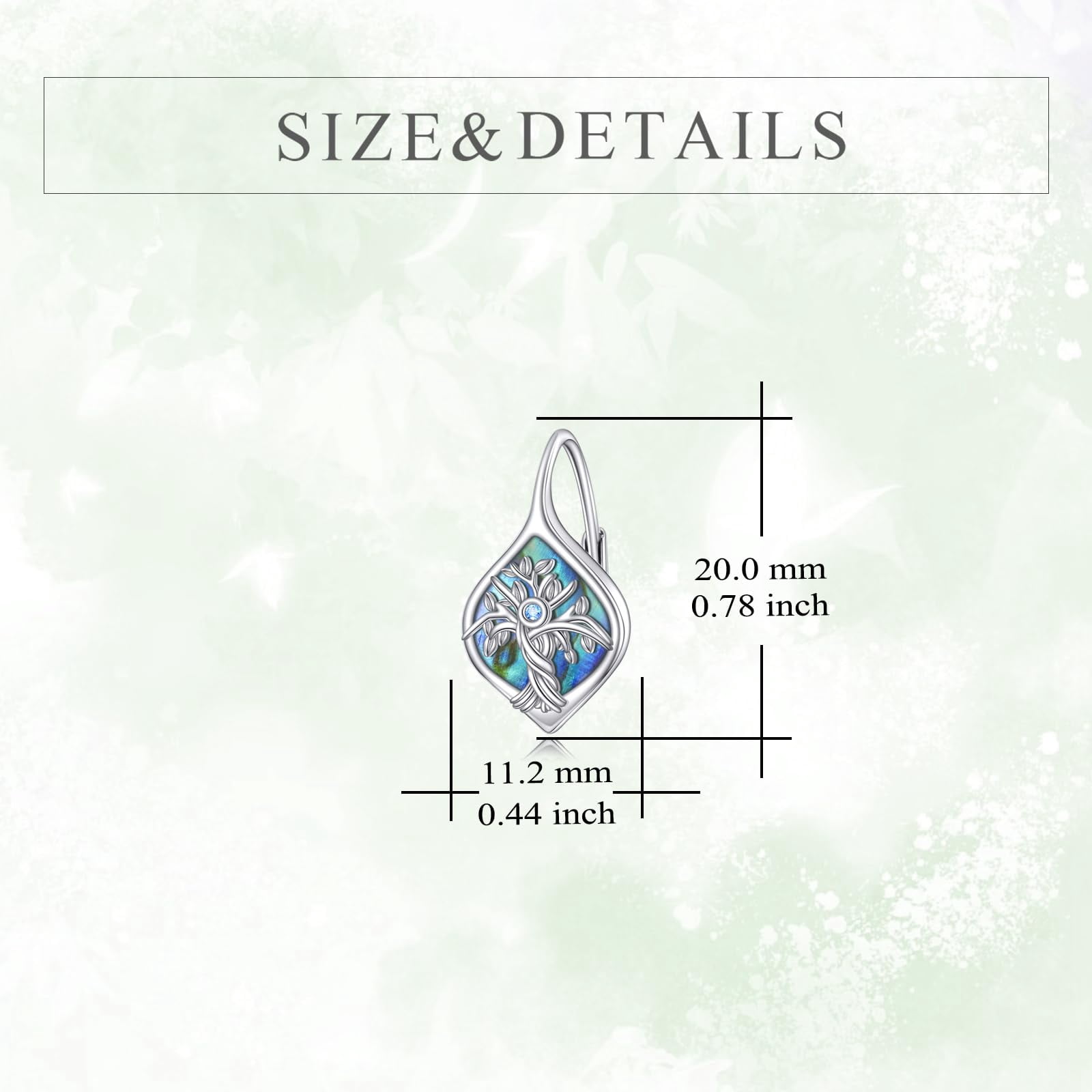 YAFEINI Abalone Shell Tree of Life Earings Sterling Silver Tree of Life Earring Leaver back Earrings Hypoallergenic Jewelry Gifts for Women Wife Birthday