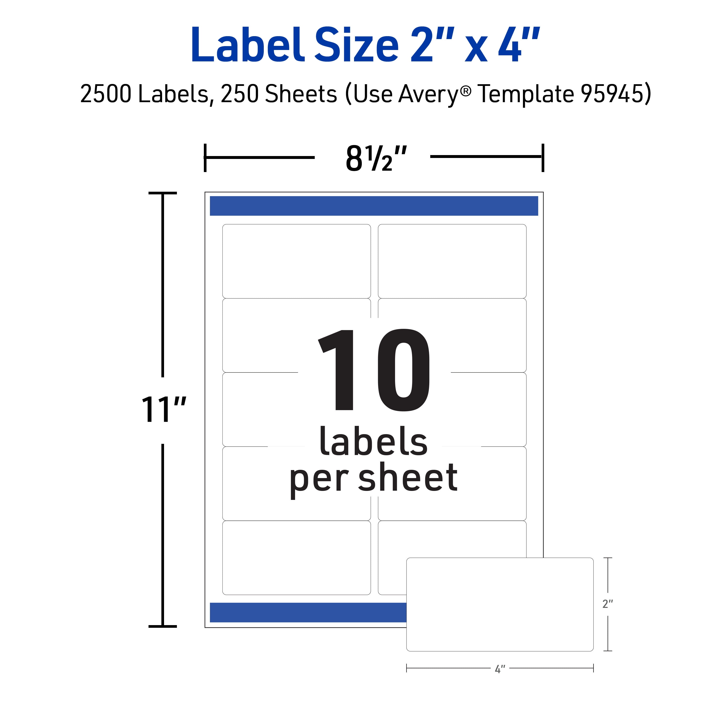 Avery Shipping Labels, 2" x 4", White, 2,500 Labels (95945)
