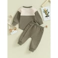 thumbnail image 5 of Elippeo Boy 2 Piece Outfits 6M 12M 18M 24M 3Y 4Y Newborn Contrast Color Long Sleeve Round Neck Sweatshirt and Pants Set Toddler Pants Suits, 5 of 10