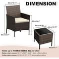 thumbnail image 2 of 3 Pieces Patio Furniture Set, Rattan Outdoor Furniture with 2 Upholstered Chairs and Coffee Table, Conversation Bistro Set for Garden, Backyard, Porch, Brown/Beige, 2 of 8