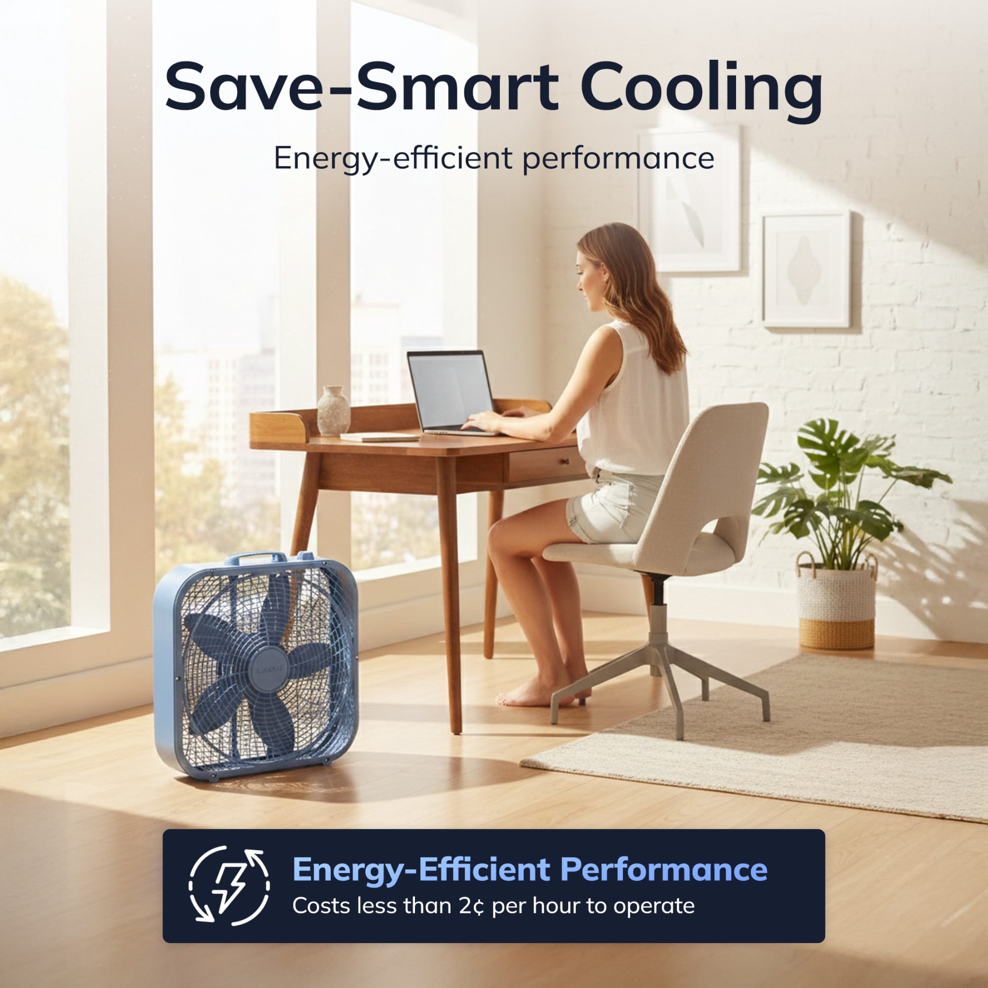 Lasko 20" Cool Colors Classic Box Fan with Weather-Resistant Motor, Portable Cooling Floor or Window Fan, 3 Speeds, Laguna Blue, B20312