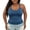 Blue, variant on Women's Plus Size V Neck Ribbed Halter Tank Top, Sleeveless Cropped Fitted Cami for Summer, for Going Out, Layering or Casual Daily Wear (without Padding) Black XXXL