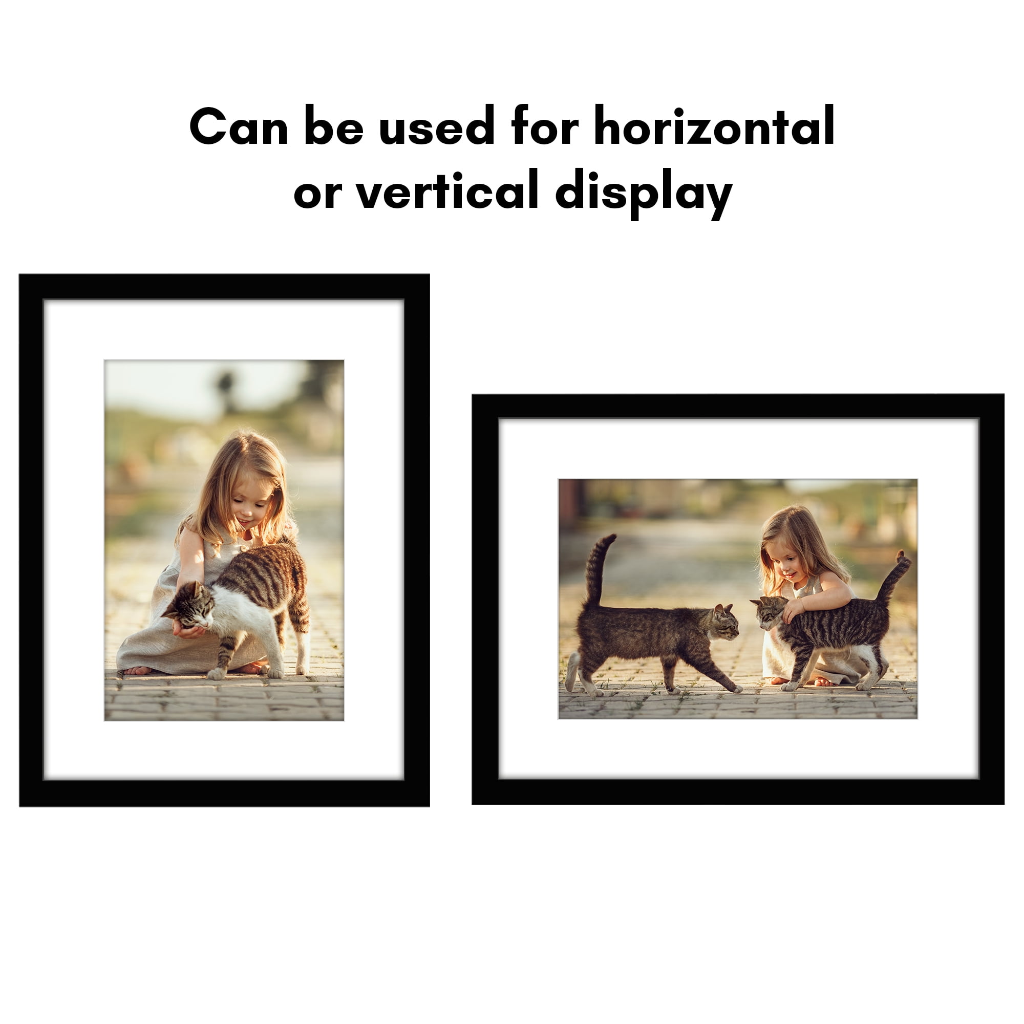 Americanflat 12x16 Picture Frame with Shatter-Resistant Glass with 8x12 Mat 2 Pack Display Photo Wall - Black
