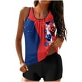 thumbnail image 2 of WREESH Women's Patriotic Tankini Swimsuit High-Waisted Two-Piece 4th of July Print Summer Swimwear Red, 2 of 6