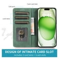 thumbnail image 5 of Premium Case for iPhone 13 Mini, Vintage PU Leather Wallet Case RFID Blocking Card Slot Kickstand Strong Magnetic Closure Shockproof TPU Interior Flip Folio Classic Book Case For iPhone 13 Mini,Green, 5 of 7