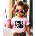 thumbnail image 2 of Retro Four Ever Young Shirt for Boys & Girls Groovy 4th Birthday T-Shirt for Kids Pink Shirt 5-6, 2 of 5