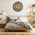 thumbnail image 6 of Large Wall Clock Silent Bronze Rustic Farmhouse Metal & Wood with Arabic Numeral, Battery Operated Wall Clocks Decorative for Living Room Bedroom Office Home Decor 24inch, 6 of 13