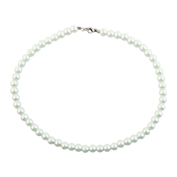 Unique Bargains Shining White Jewelry Imitation Pearl Necklace w Metal Clasp