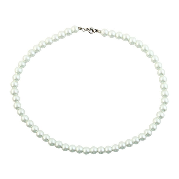 Bijoux Blancs Brillants Collier de Perles avec Fermoir en Métal