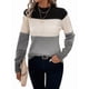 thumbnail image 1 of Suéteres de Bloque de Color para Mujer, Blusas de Larga con Cuello Alto, Suéter de Punto Holgado. Gris S, 1 of 7