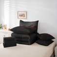 thumbnail image 6 of Feelyou Stereoscopic Rectangle Comforter Set 7pcs, Black Red Square King Bedding Sets, 6 of 8