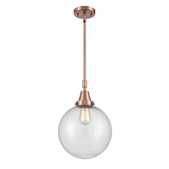 447-1S-AC-G204-10-Innovations Lighting-Beacon - 1 Light Stem Hung Mini Pendant In Industrial Style-14.13 Inches Tall and 10 Inches Wide-Antique Copper