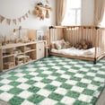 thumbnail image 3 of Alfombra FALARK a cuadros para dormitorio, 120 x 180 cm, color verde salvia y blanco, 3 of 8