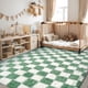 thumbnail image 3 of Alfombra FALARK a cuadros para dormitorio, 120 x 180 cm, color verde salvia y blanco, 3 of 8