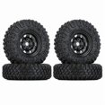 thumbnail image 1 of 4 pcs 85 mm 1.55 Metal Rims with Tires for 1/10 RC Crawler Car Axial Jr D90, black, 1 of 5