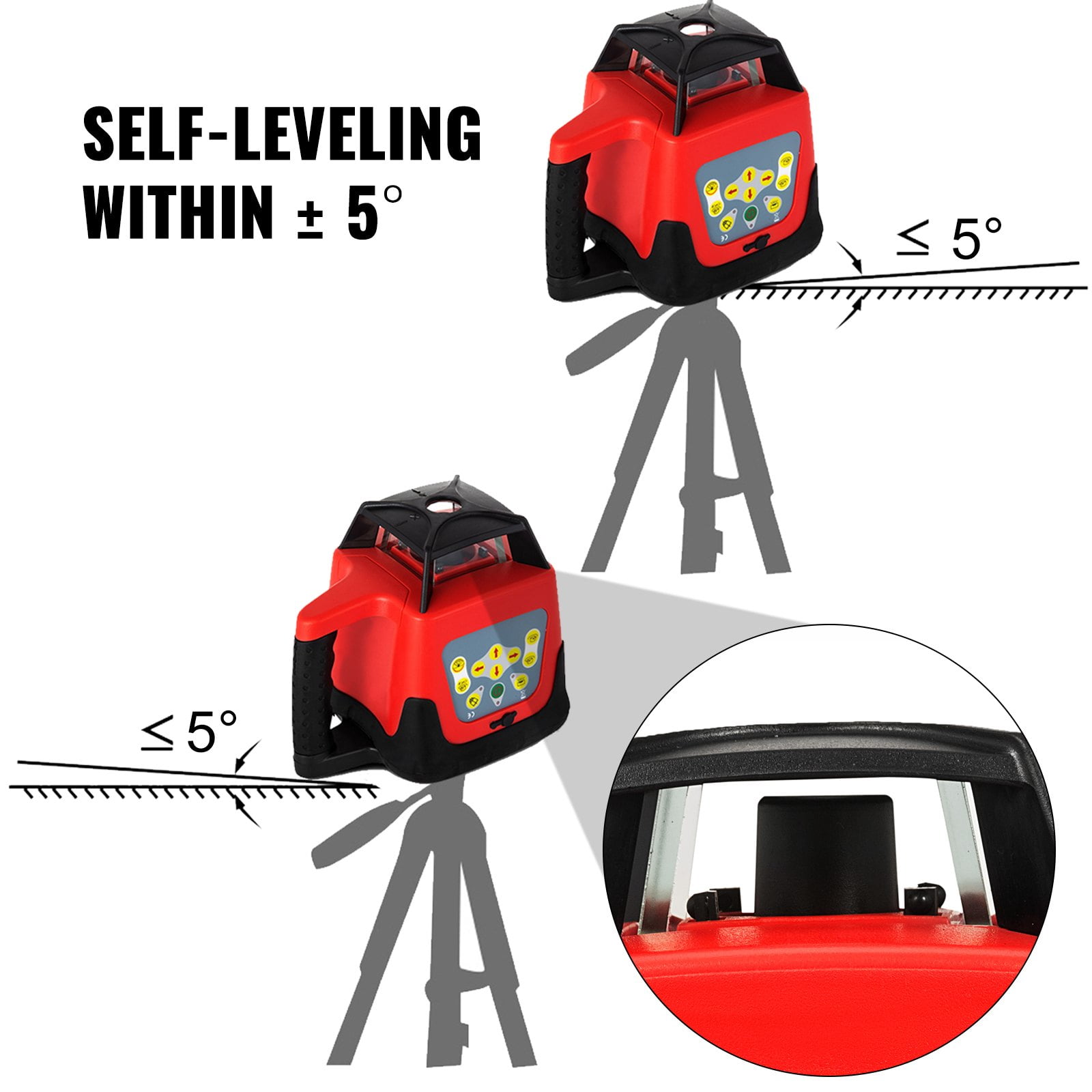 SHENGJINSH 360 Laser Level Machine Rotary Red Cross Line Laser Leveler Self-Leveling 500m Scanning Measurement Tools