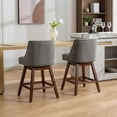 thumbnail image 3 of Swivel Bar Stools Set of 2, 26" Counter Height Bar Stools with Back & Footrest, Upholstered Kitchen Island Chairs with Built-in Nailhead Trim for Home Bar, Pub, Gray, 3 of 9