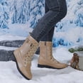 thumbnail image 7 of hopeusnice Lace Up Buckle Decor Side Zipper Boot Block Heel Street Style Boot Khaki 39, 7 of 7