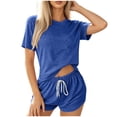 thumbnail image 2 of BUIGTTKLOP Lounge Sets for Women Crewneck Short Sleeve Tops Drawstring High Waisted Shorts 2 Piece Outfits, 2 of 6