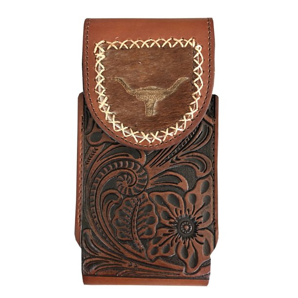 Janhooya Western Genuine Leather Belt Phone Case Cowboy Phone Holder