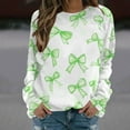 thumbnail image 2 of YUGYXL Women's Print Long Sleeve Sweatshirts Plus Size Loose Comfy Pullover Crew Neck Ladies Tunics Top Green XL, 2 of 5