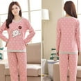 thumbnail image 5 of Topwoner 1 Set Women Sexy Plus Size Nightwear Cartoon Print Long Sleeve Pajama Set Home Clothes top+longpant, 5 of 5