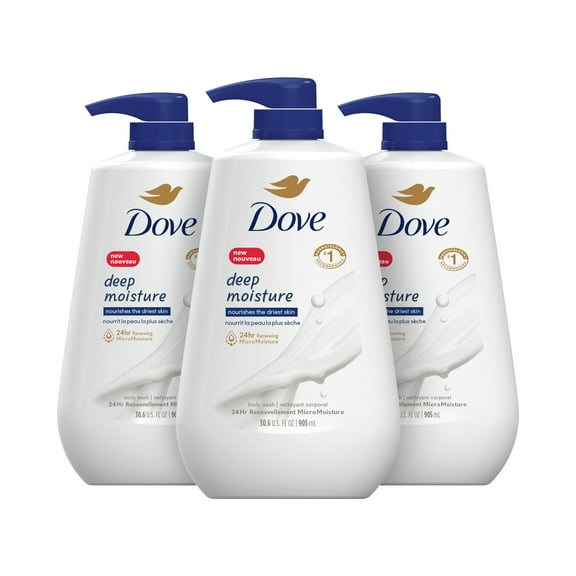 Gel de baño Dove Deep Moisture para piel seca, 900 ml (paquete de 3)