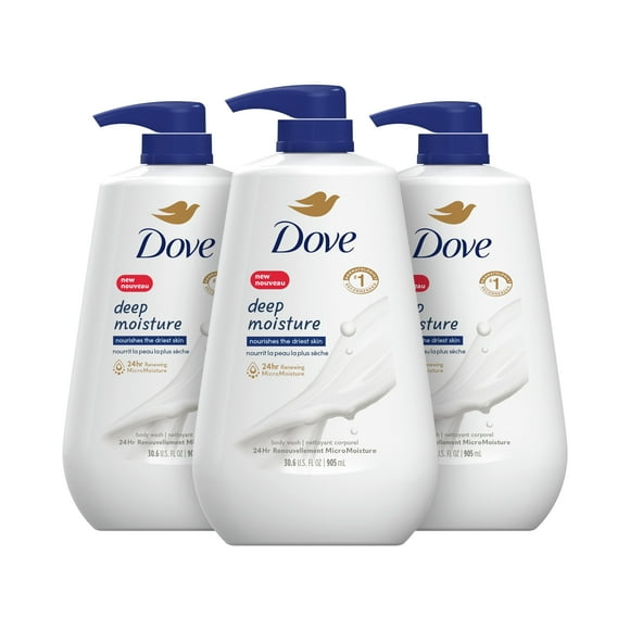 Gel de baño Dove Deep Moisture para piel seca, 900 ml (paquete de 3)