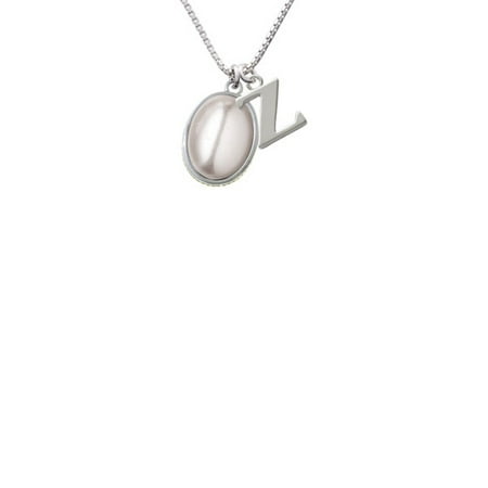 - Silvertone Small Grey Imitation Pearl - Z - Initial Necklace