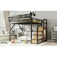 thumbnail image 5 of Large-sized loft bed with staircase, large metal loft bed with storage rack, high loft bed with wardrobe, suitable for teenagers, adults, black, 5 of 9