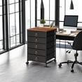 thumbnail image 6 of 5-Drawer Chest, File Cabinet, Office Cabinet with Drawers, Rolling Printer Stand, Filing Cabinet for Living Room, Home Office, Nonwovens Drawer, Easy Assembly, Black, 6 of 18
