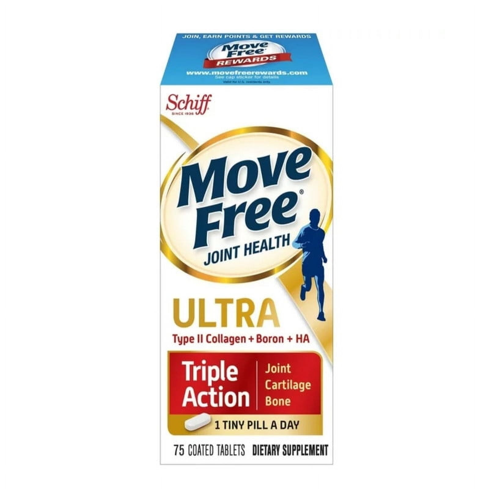 Move Free Type II Collagen, Boron & HA Ultra Triple Action - 75 Tablets per bottle